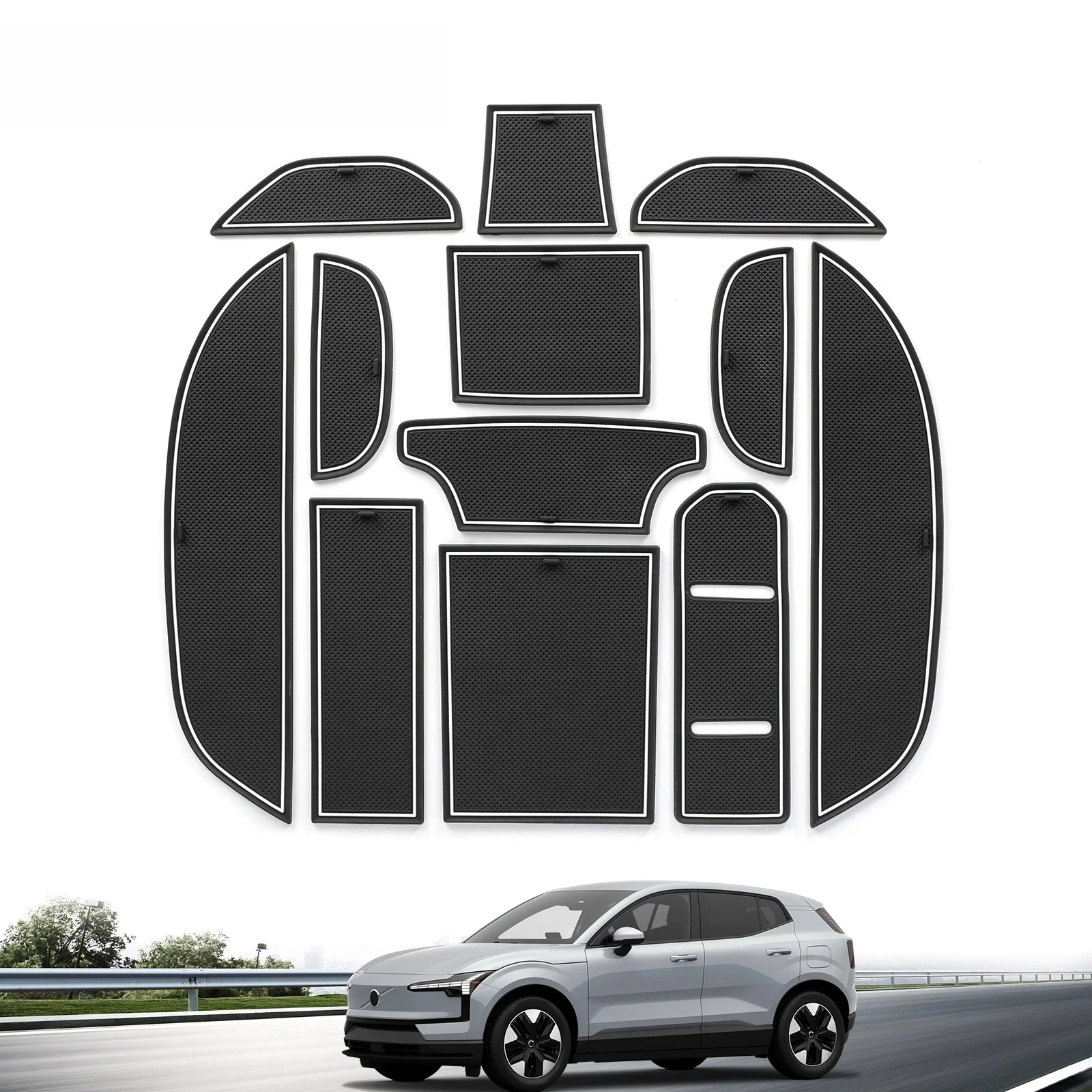 for Volvo EX30 2025 Car Gate Slot Mat Interior Accessories Non-Slip Mats Cup Holders Protective Pads