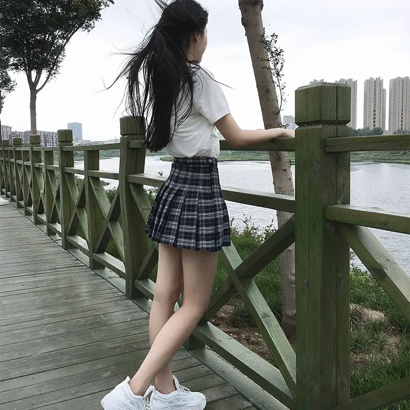 Harajuku Preppy Style Plaid Skirts Japanese School Uniforms Ladies Mini Cute Jupe Kawaii Saia Faldas Women Pleat