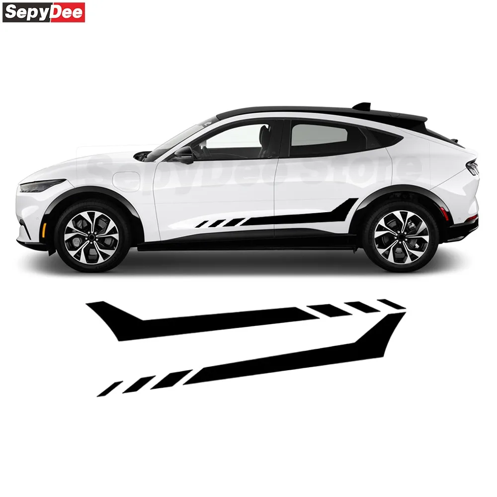 

2Pcs Car Rocker Panel Side Stripes Stickers Vinyl Decal for Ford Mustang Mach-E Car Accessories