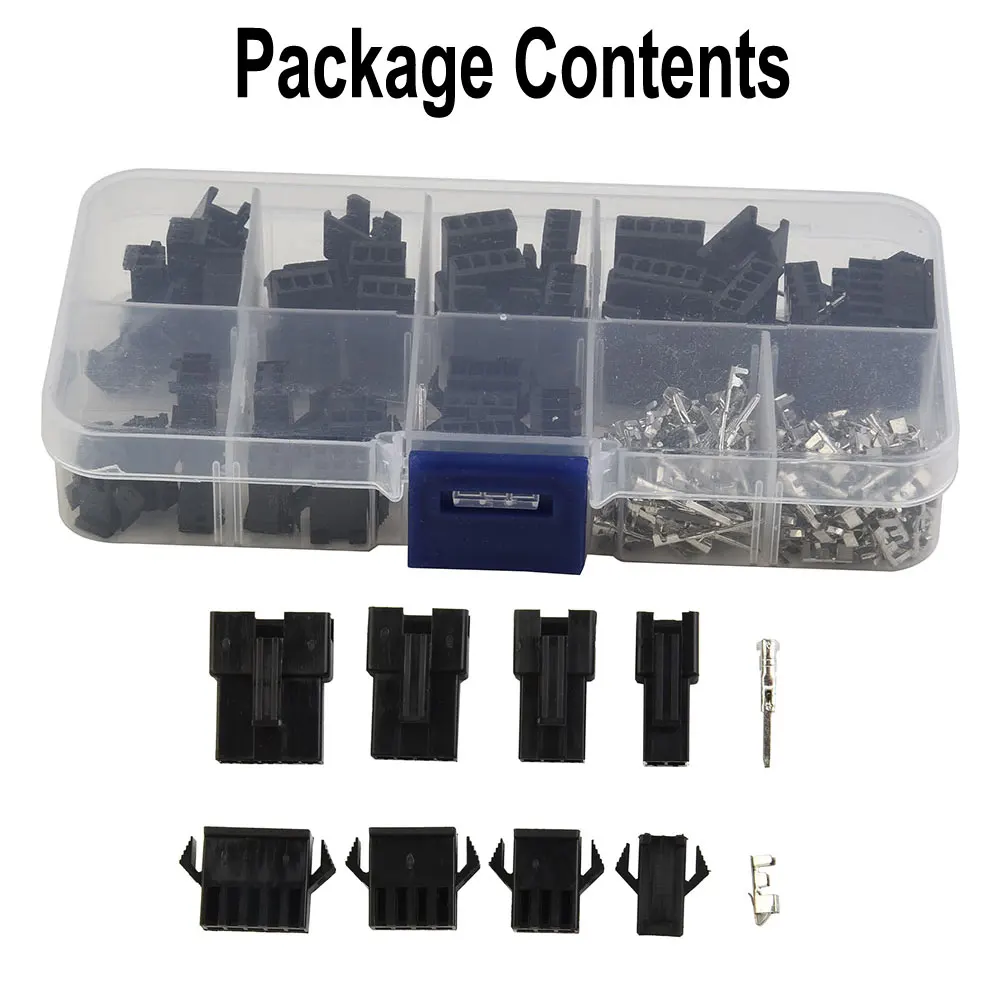 2.54mm Connector Terminals 200pcs Kit with SM02M SM03M SM04M SM05M Male and SM02F SM03F SM04F SM05F Female Housing