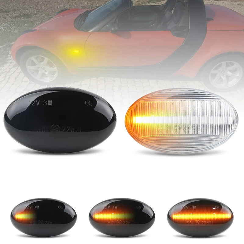 Luz LED de señalización lateral para coche, accesorio para Benz Smart W450/W452 Clase A W168 Citan W415 Vito W639/W447, lente clara y ahumada