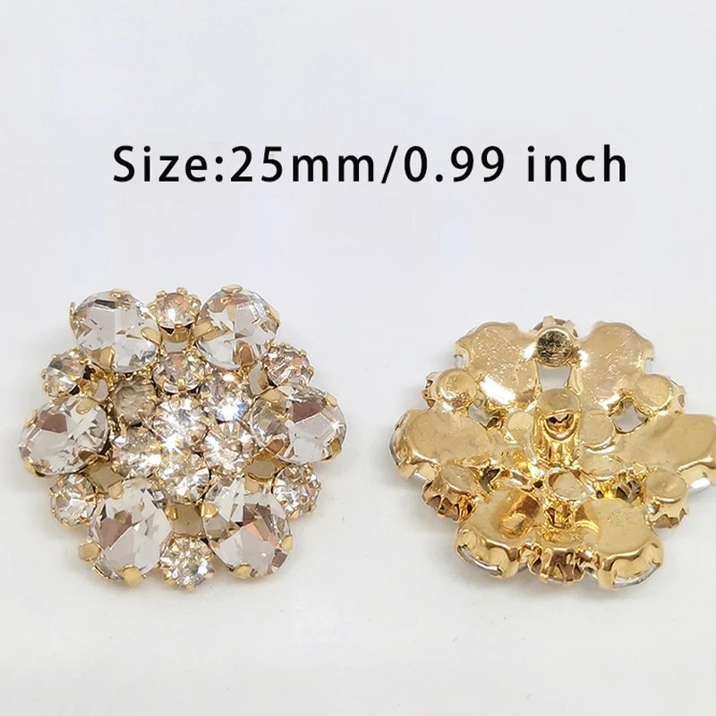 25MM Large Rhinestone Flower Buttons Of Clothing High Quality Desgin Fashion Decor Button Sewing Accessories Apparel Needlework