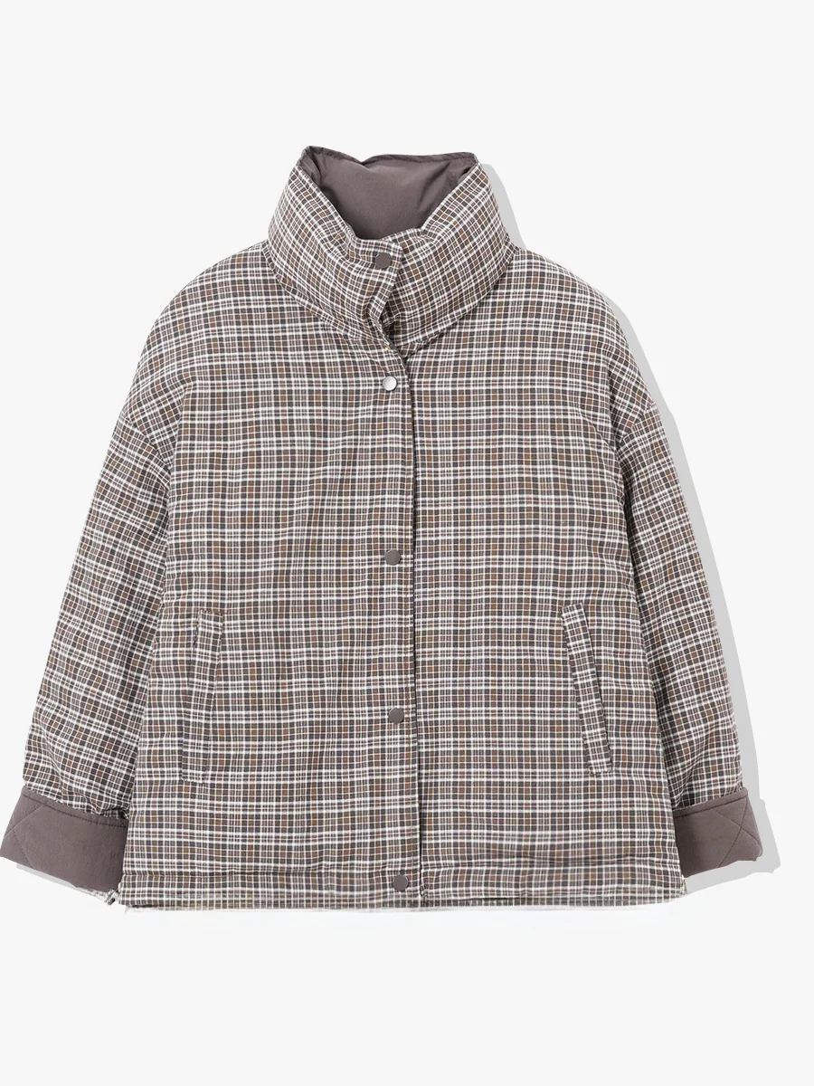 

Зимняя хлопковая куртка Zimode для женщин: новая, удобная, теплая, повседневная, с ромбовидным узором, двусторонняя, утолщенная, с наполнителем из полиэстера