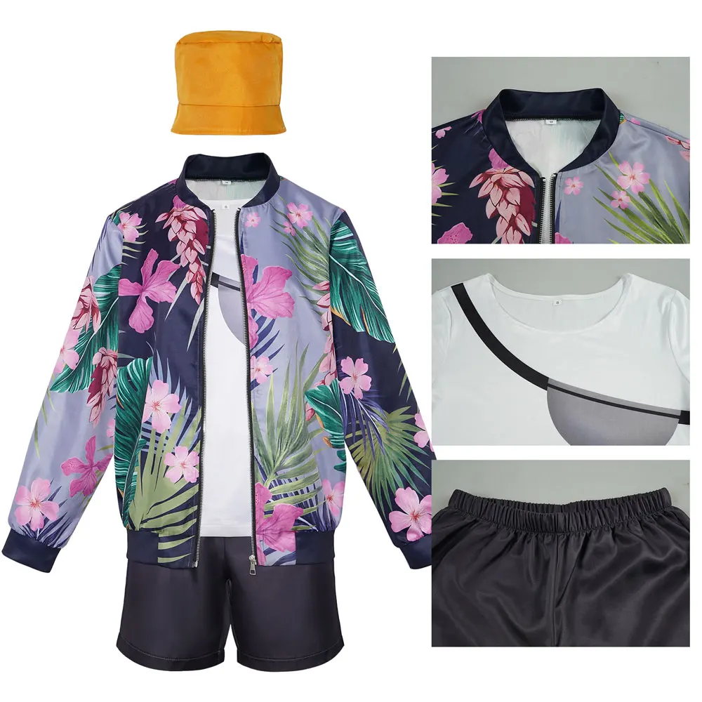 أنيمي شيطان الصيادين زوي تأثيري حلي زهرة مطبوعة سترة معطف السراويل قبعة دعوى النساء هالوين حفلة كرنفال ملابس الباروكات