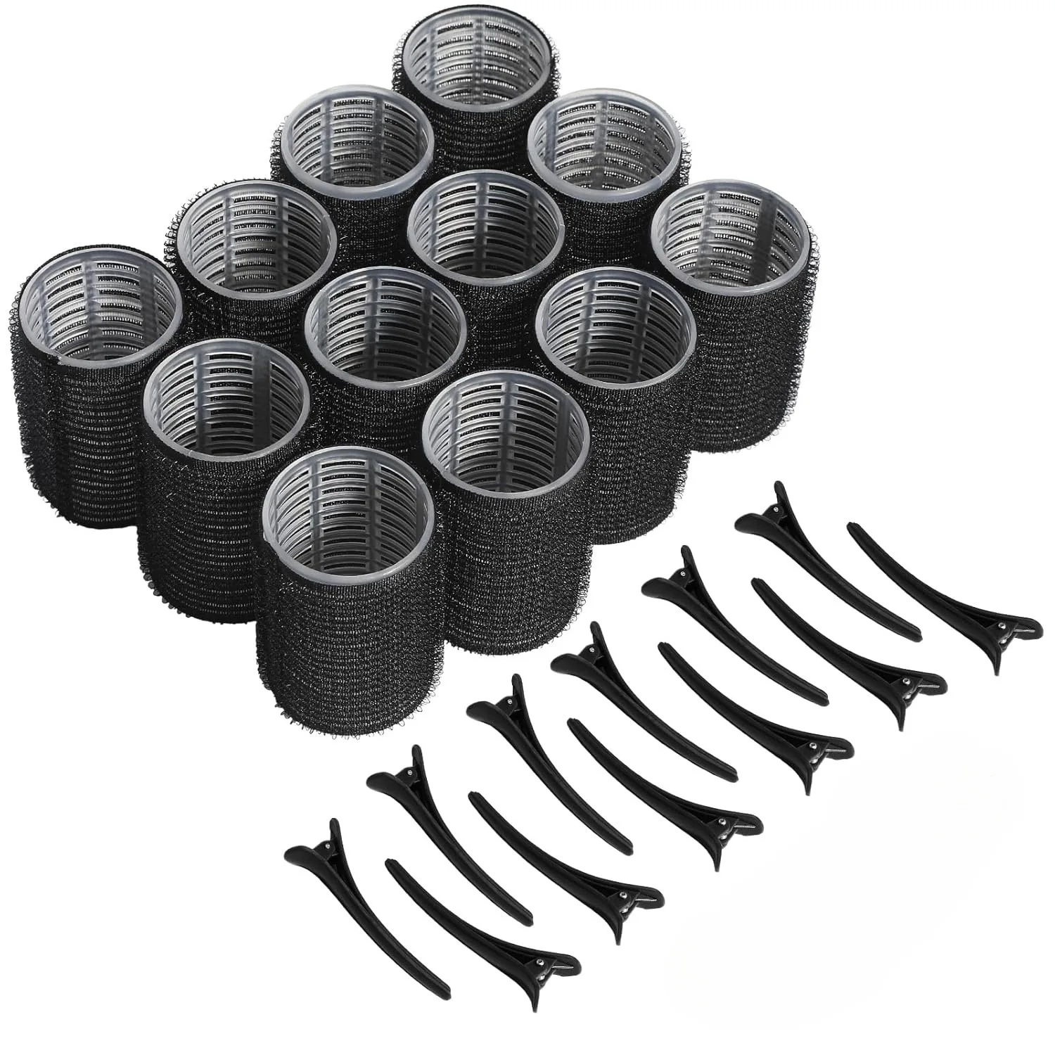 Plastic Hair Rollers Set Self-adhesive Hair Curlers 12pcs Heatless Rollers 12pcs Clips Salon Pro Curlers Hair Styling Tools New