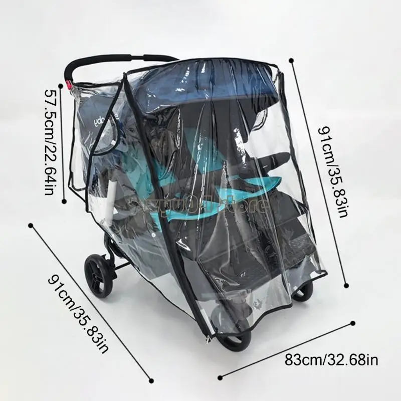 عربة أطفال مزدوجة مقاس 4X7D مصنوعة من نسيج مقاوم للماء مع جيب لتخزين الهاتف، تصميم مدمج قابل للطي للآباء #6