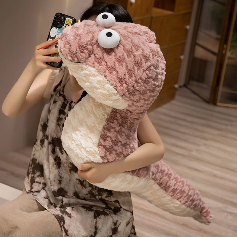 Brinquedo de pelúcia Kawaii Big Eye Snake, animal de pelúcia macio, cobra longa fofa, boneca de bebê, desenho animado para crianças, decoração de casa, 45-110cm