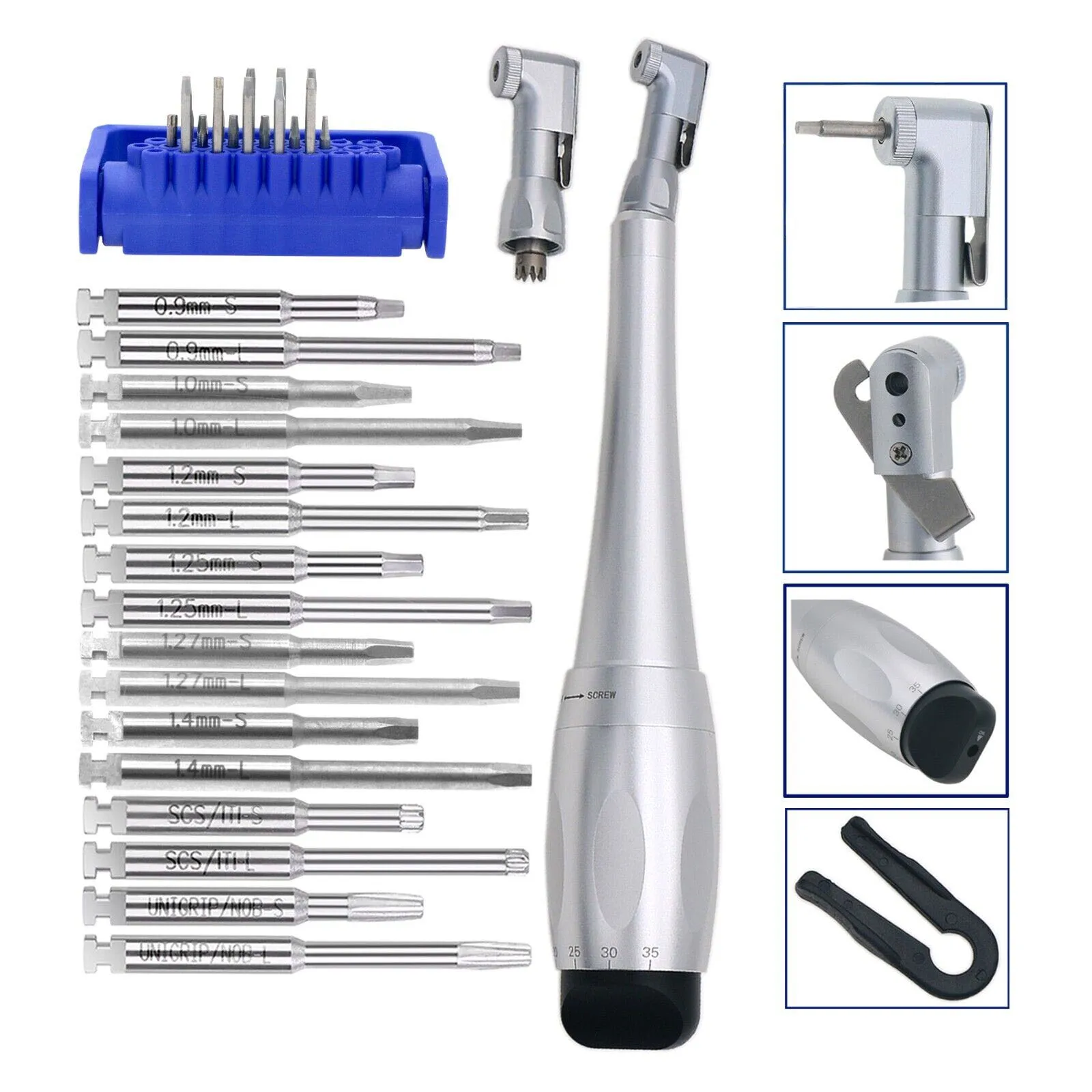 

Implant Torque Wrench Kit 16Pcs Universal Drivers Screw Tools Latch Handpiece Fit SD-TORQUE