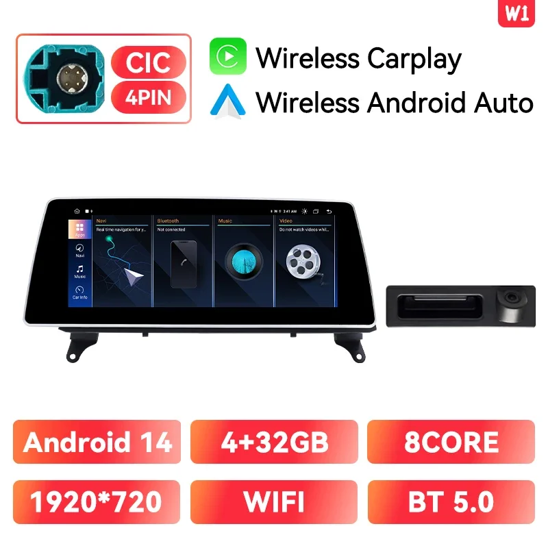 8 Core Draadloze Carplay Autoradio Speler Android 14 Voor BMW X5 E70 X6 E71 2007-2014 CCC CIC Systeem 1920*720 IPS GPS BT Navigatie