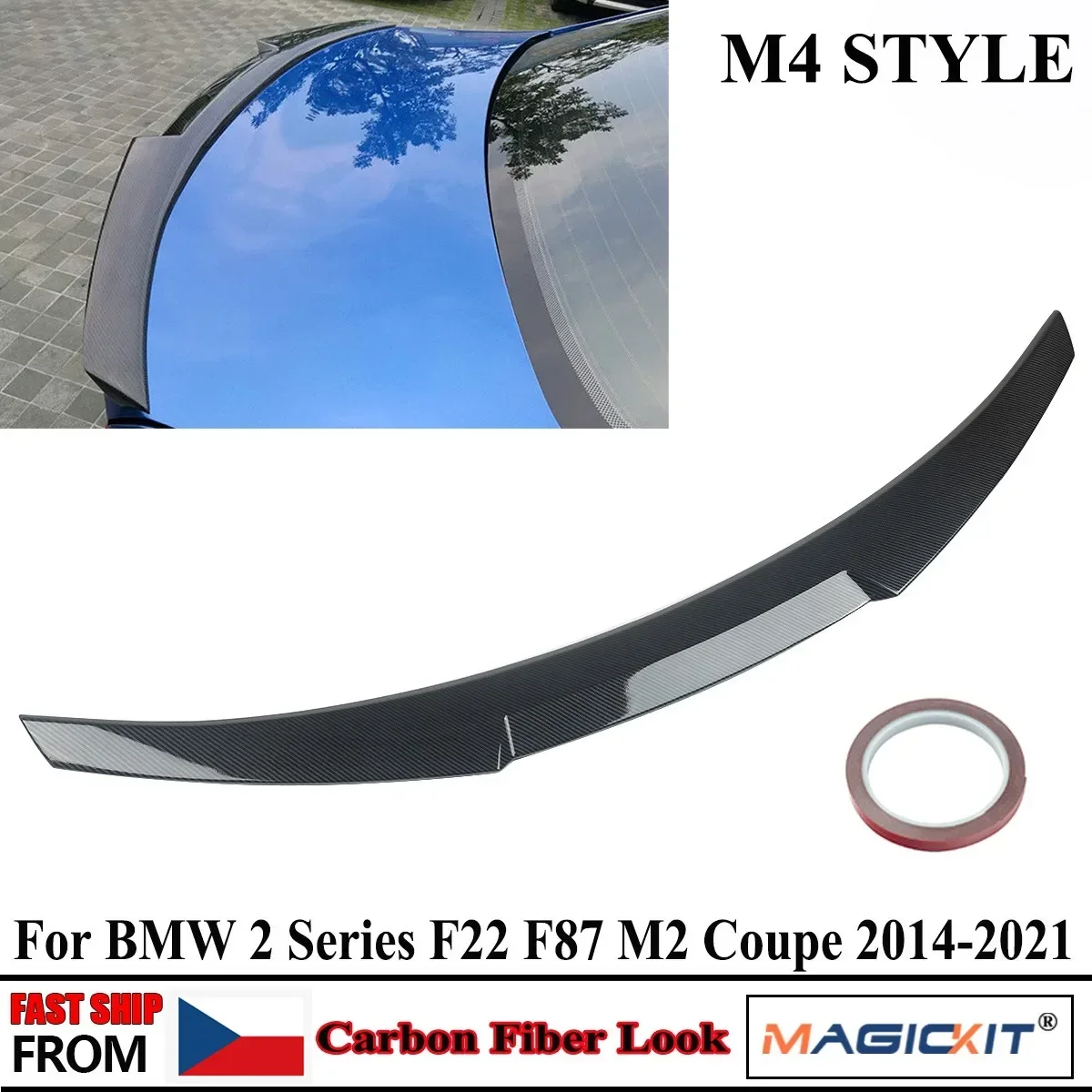 

MagicKit M4 Style Trunk Wing Spoiler For BMW M2 F87 F22 2 Dr 2014-18 Carbon Fiber Painted