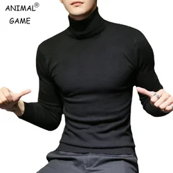 Autumn and Winter New Men's All-match Turtleneck Sweater Slim Men's Casual Pullover Sweater Men Clothing