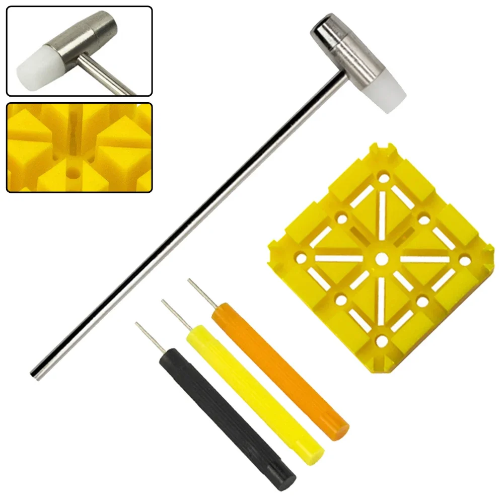 5 Buah/Set Set Alat Perbaikan Jam Tangan Alat Penyesuai Penghilang Pin Rantai Gelang Tali Celah Tali Tautan Jam Tangan untuk Pembuat Jam Profesional