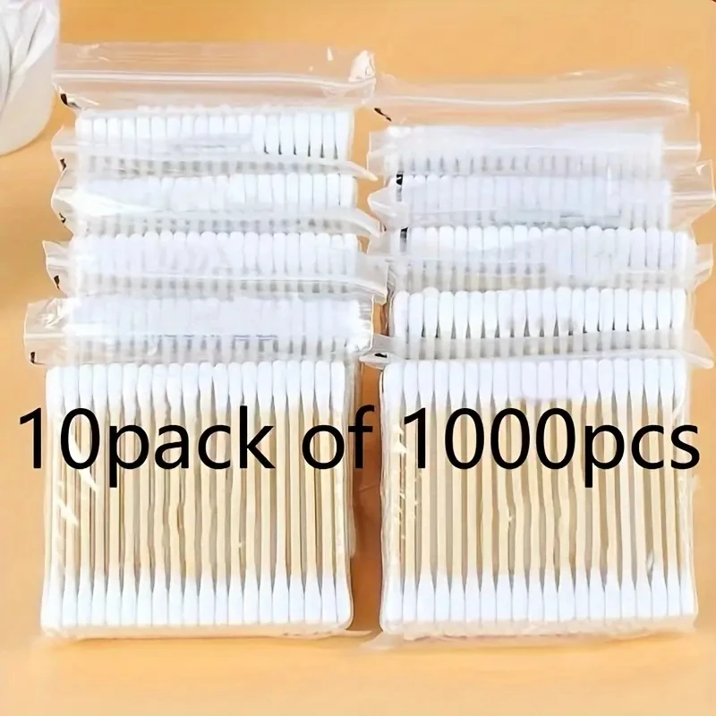

1000pcs Double-Headed Cotton Swabs - Ultra-Soft, Lint-Free Tips | Multipurpose for Makeup, Remover, Ear Care & Household Cleanin