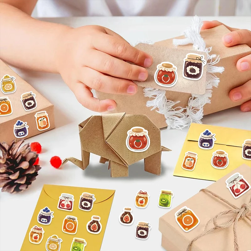 500 قطعة/لفة الكرتون المربى جرة لفة ملصقات لطيف الغذاء لفة ملصق مقاوم للماء الديكور ملصق مائي لأجهزة الكمبيوتر المحمولة سجل القصاصات القرطاسية