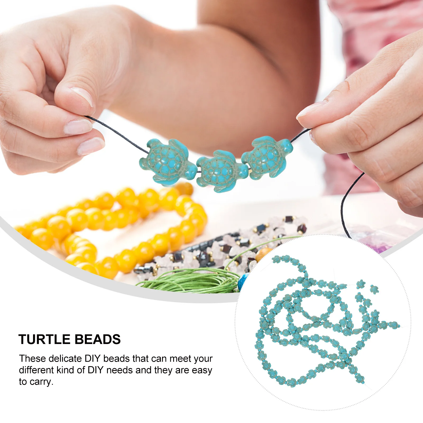 

100pcs Turtle Bead Bracelet Kit Beads Necklace Bracelet Making Stone Green Turquoise DIY Jewelry Craft Project Kits