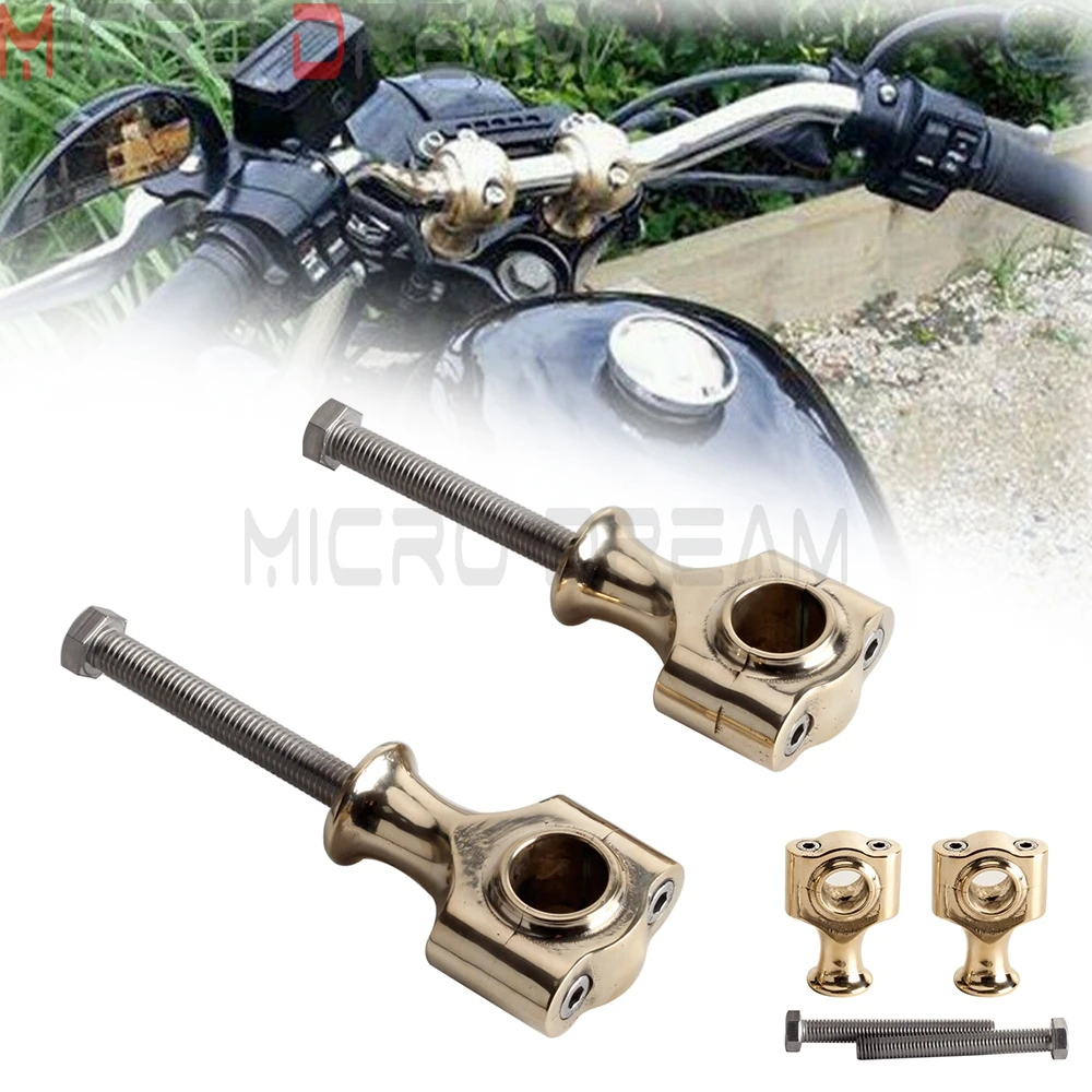 

Cafe Racer Motorcycle 1" Handlebar Riser Kit Mount Clamp for Harley Honda Kawasaki Suzuki Yamaha Universal Brass 25mm Handle Bar