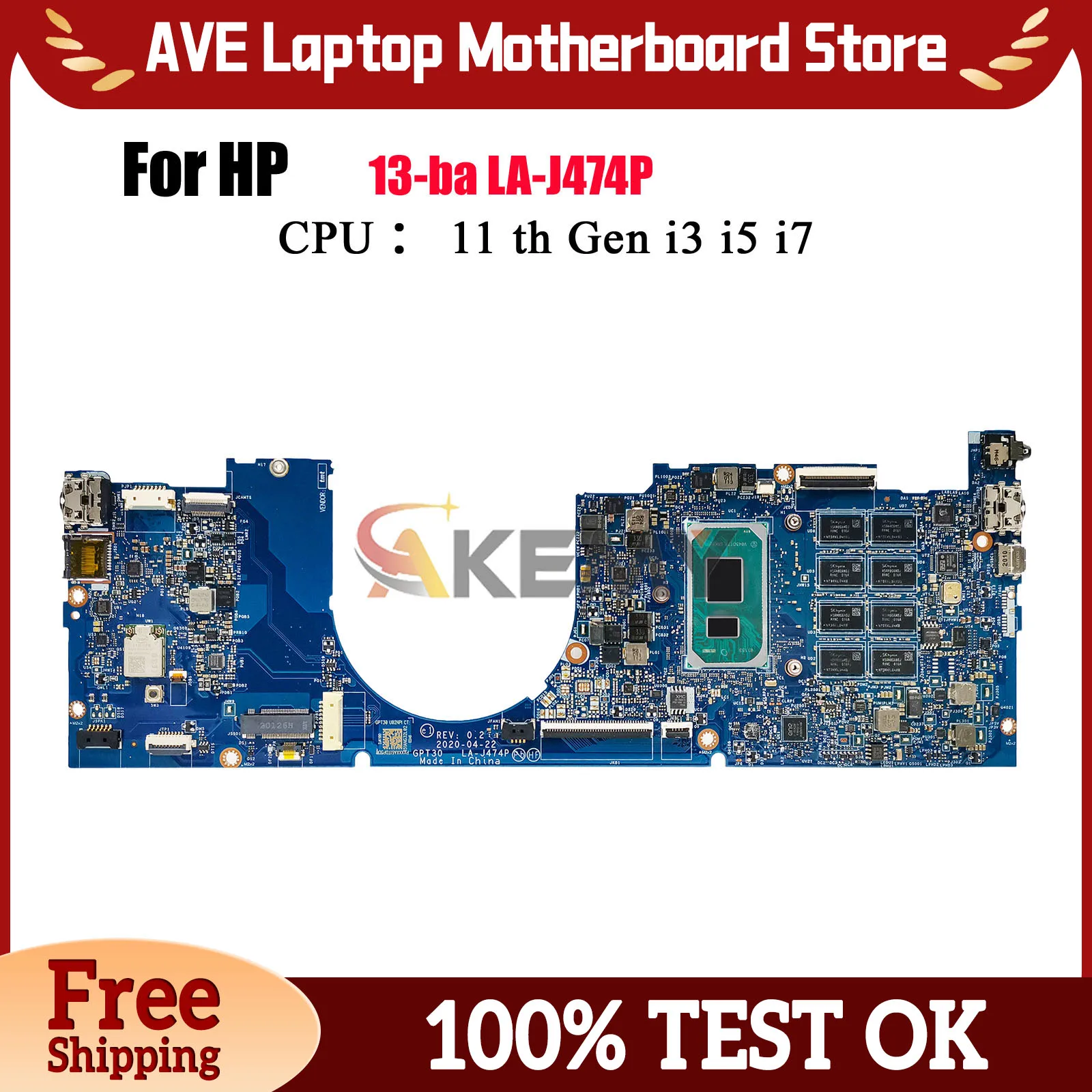 

LA-J474P For HP Envy 13-BA Laptop Motherboard M20695-601 M20697-601 With i5 i7 11th Gen CPU 8GB 16GB RAM 100% Fully Tested