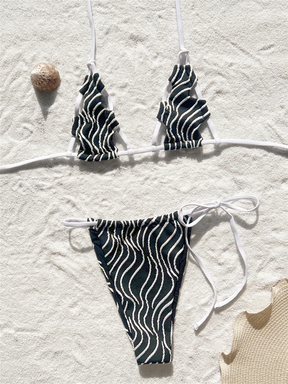 Black and White Hollow Out String Extreme Bikini Micro Swimsuit Backless Swimwears Thongs Women Beach Suit Maillot De Bain Femme