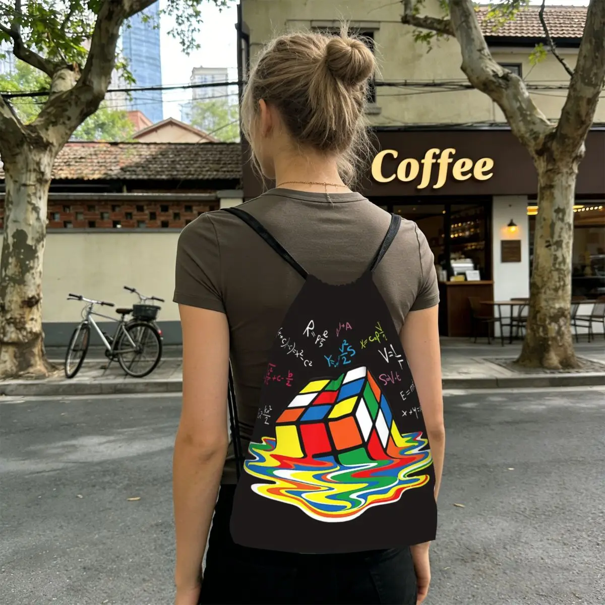 Math Rubiks Rubix Cube Backpacks Fashion Drawstring Bags Sports Bag Book Bags for Travel Students