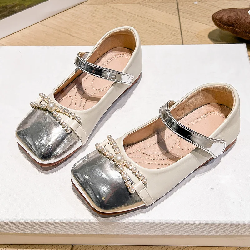 

Girls PU Leather Shoes Spring Autumn New Style Fashion Splicing Flats Baby Girl Princess Loafer Size 26-36