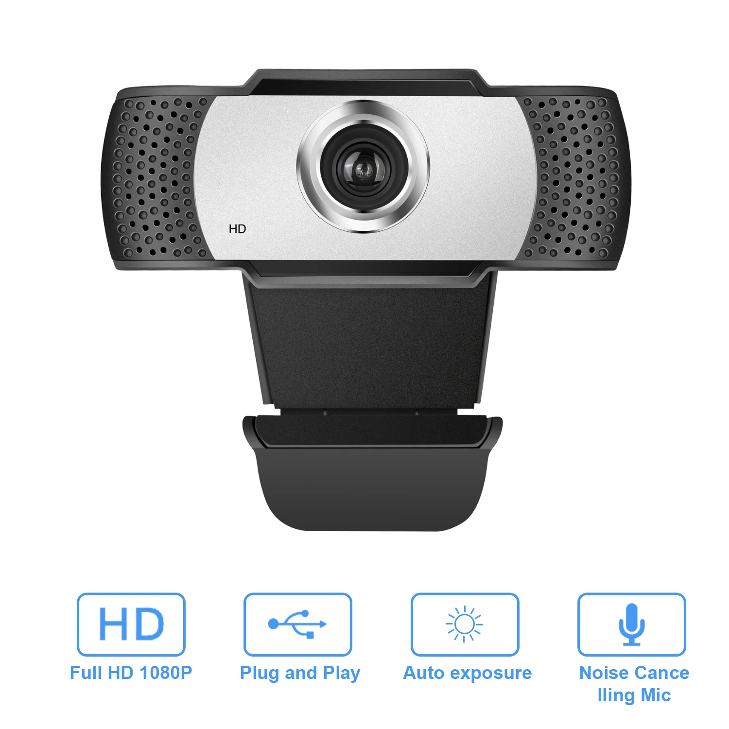 Webcam Anivia Full HD 1080P com microfone, lente de ângulo amplo de 120 graus, webcam para uso profissional, ideal para transmissões ao vivo, conexão USB, fácil instalação e utilização, câmera para computador.