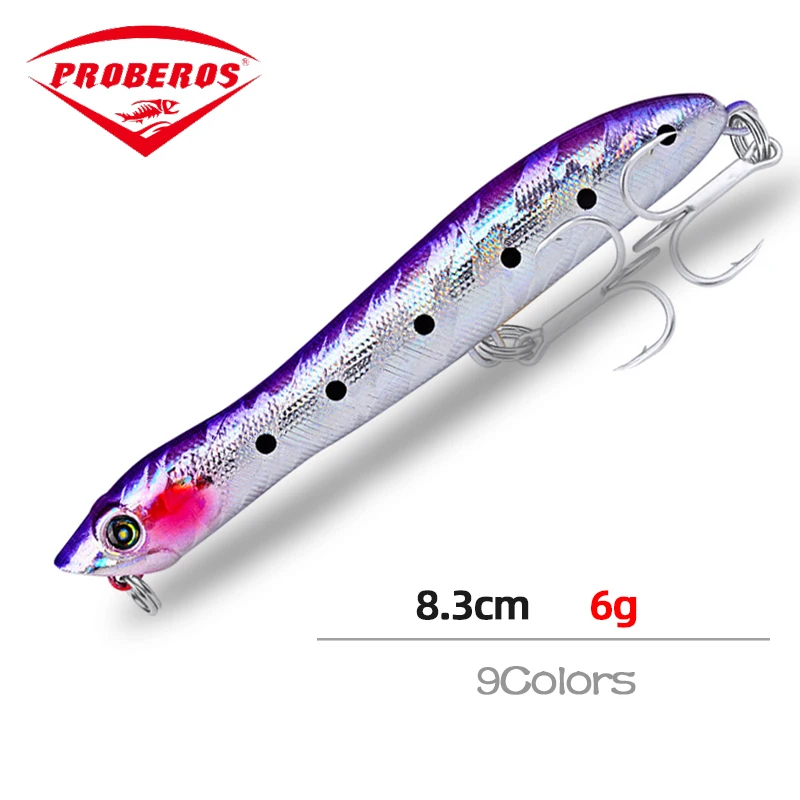 PRO BEROS Popper&pencil fishing lure Snake head floating  wobblers 83.5mm 6g High-quality artificial hard bait Box packaging