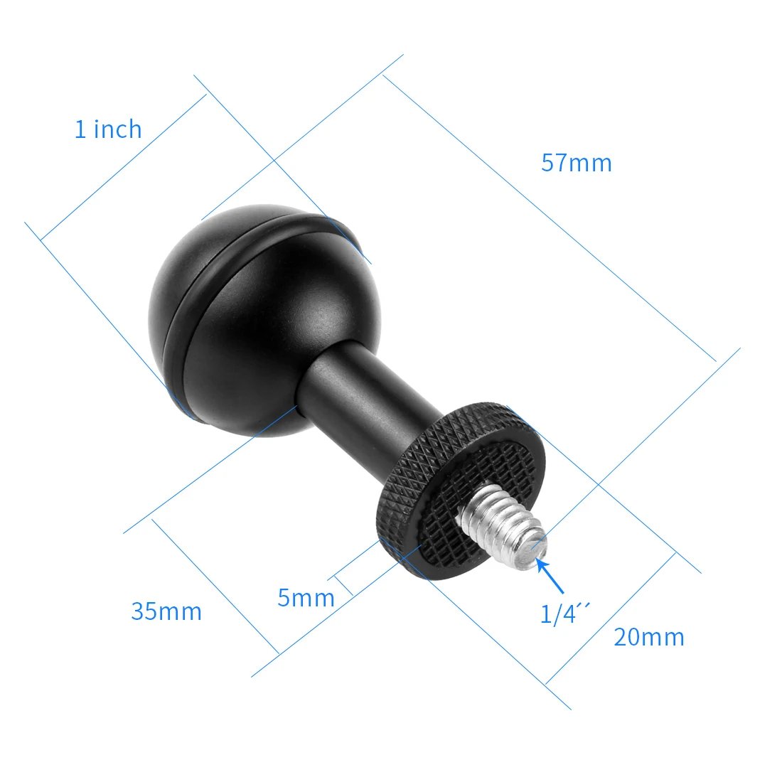 1-Zoll-Kugelkopf-Montageadapter auf 1/4 M5-Schraube für GoPro 13 für DJI Osmo360 Kamera zum Tauchen, Fülllicht-Armfach – Detail 33