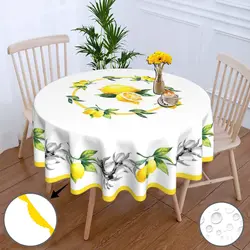 Round Tablecloth Water Resistant Spill Proof Washable Polyester Table Cloth Decorative Fabric Table Cover for Dining Table Party