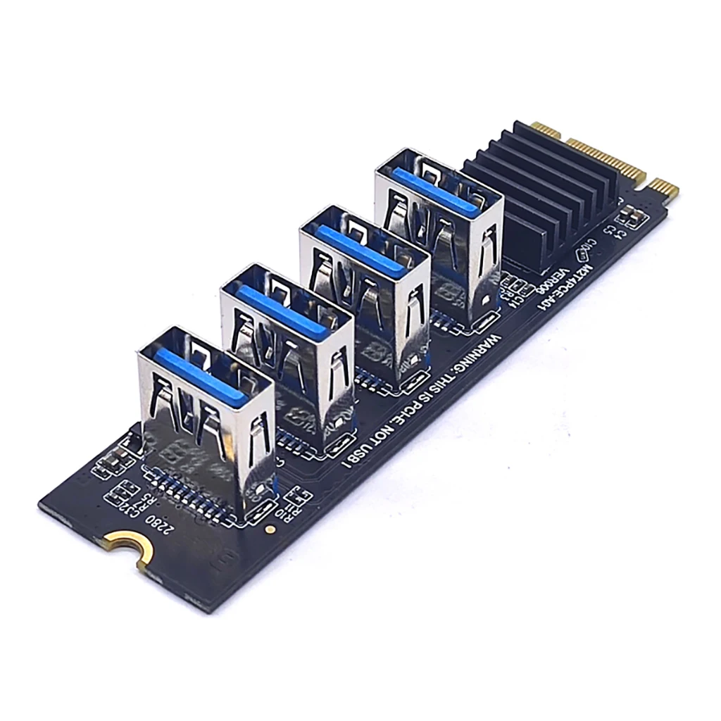 Tarjeta elevadora USB 3,0 PCI-E M.2 a PCIE, adaptador pci-express de 4 puertos para Mac Os, Windows y Linux