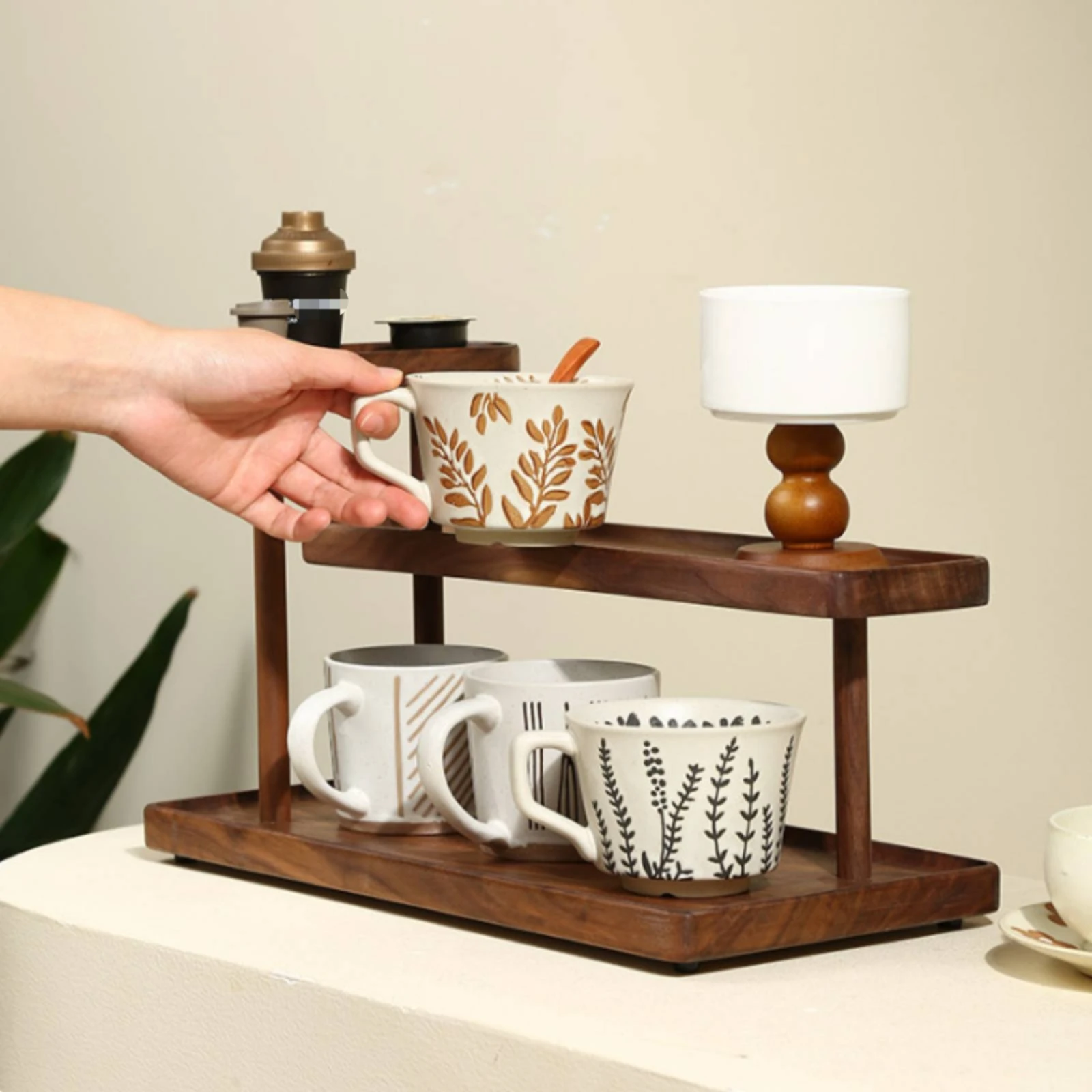 3-Tier Desktop Shelf Space-Saving Desktop Organizer with Compartments Stepped Display Shelf Versatile Desk Display Rack