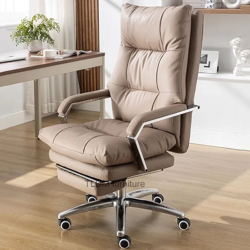 Light Luxury Office Chair Leather Sofa Computer Swivel Study Executive Mobiles Reading Silla Oficina Roman Furniture