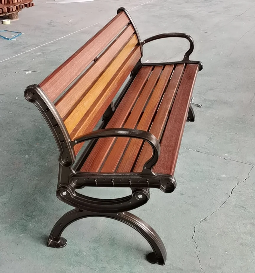 Popular Classic Outdoor Garden Seating Chair Wooden Park Bench Metal Street Furniture For Patio