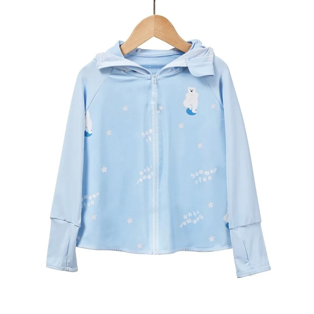 

Hat Kids Sunscreen Hoodie with Mask Veil Long Sleeve Thin Children Sun Protection Clothing Crop Top UV Protection