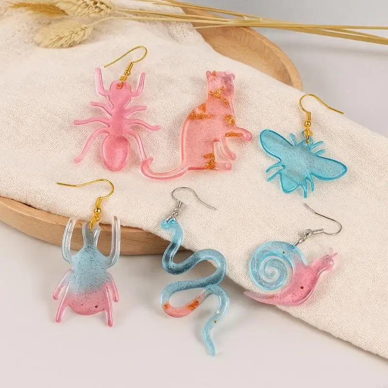 

91AF Practical Silicone Creature Jewelry Casting Template with Detachable Shapes for Earrings Necklaces Creative Projects