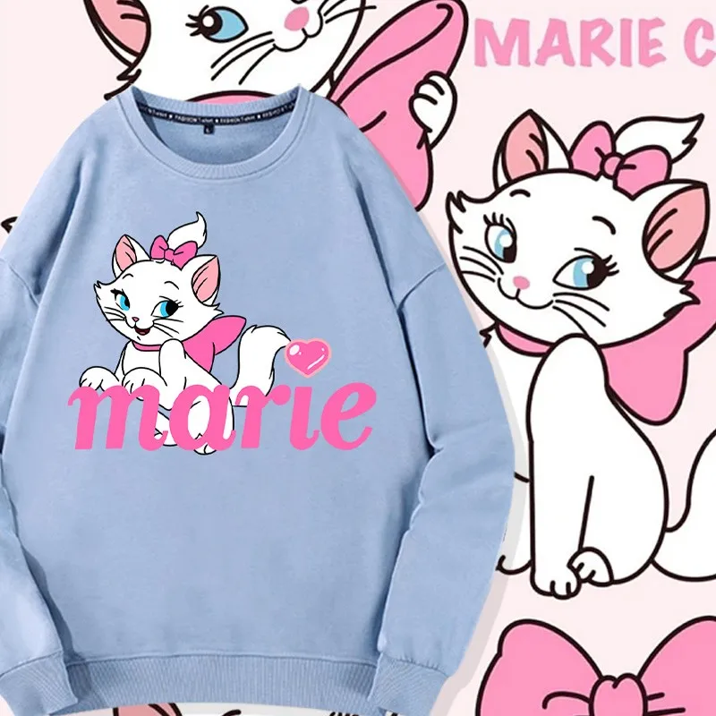 

Mary Cat Joint Crewneck Hoodie Women's Tide Brand 2024 New Disney Cartoon Loose Clothes Coat Tide
