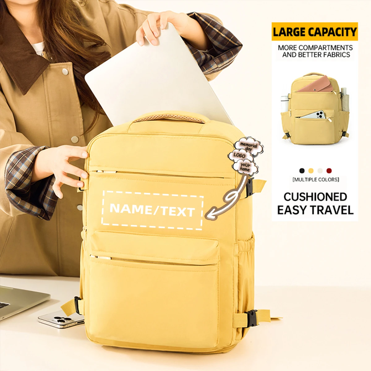 

Customized Logo Backpack for Women, Lightweight Travel Computer Backpack, College Student Bag, Exclusive DIY