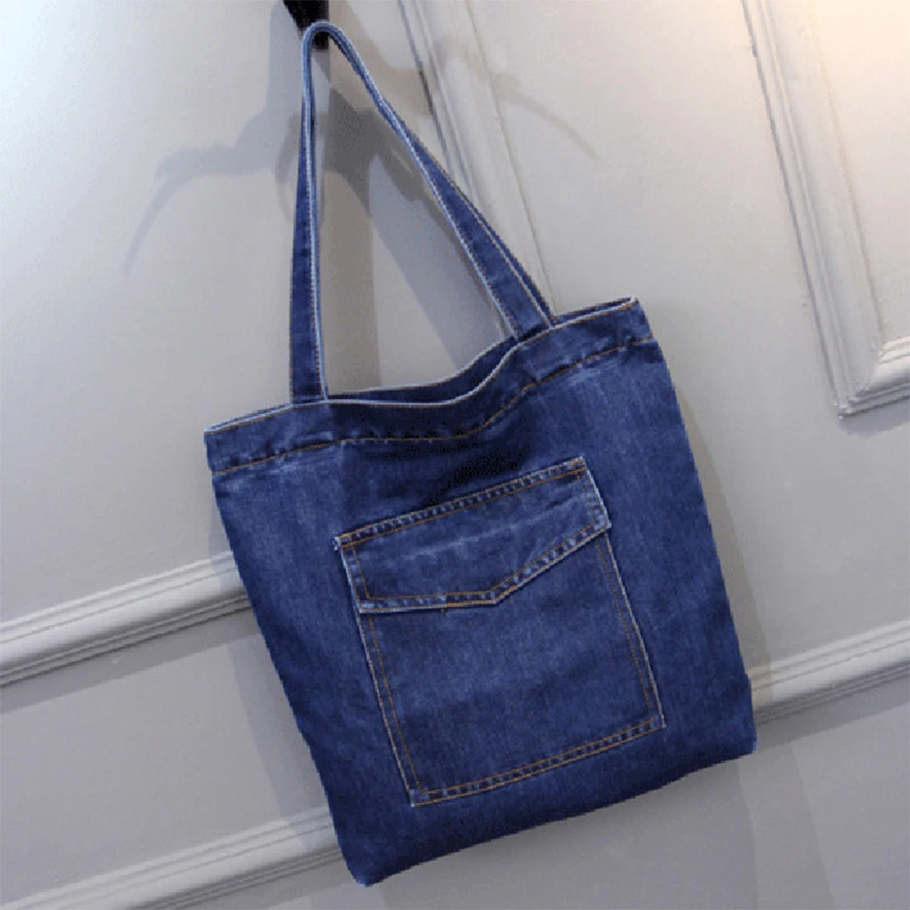 Bolso de hombro de gran apertura salvaje, espacioso y conveniente para todos los días, bolso de compras informal con cremallera, libros, estilo 1, azul oscuro