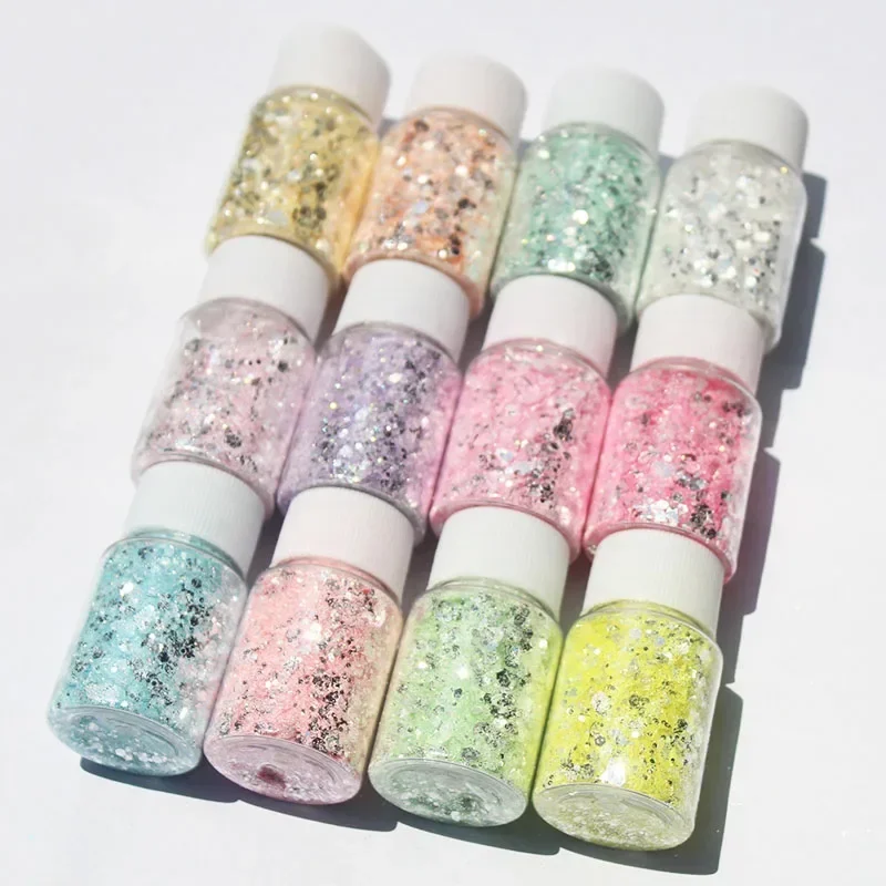 3D Silver Nail Art Glitter Paillette Flakes Pigment Manicure Decoration Macaron Sequins DIY Drip Glue Flow Hemp Fresh Sequins