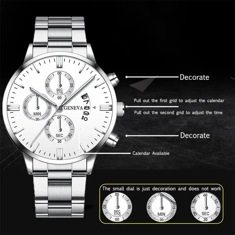 2024 New 40mm Men\'s Quartz Watches Stainless Steel Silver Business Sports Watches Watch for Men Montre Homme Relogio Masculino