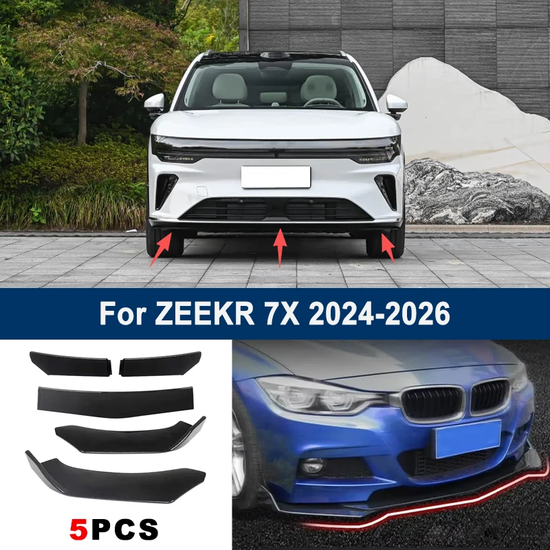For ZEEKR 7X 2024-2026 model, adjustable 5PCS front bumper lip spoiler protection decorative kit, car body kit