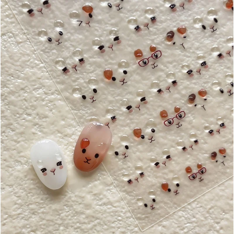 1Pcs Jelly Smiling Nail Stickers Cute winking Cool Sunglasses Powder Blusher Dot Self-adhesive Nail Products Nail Decoration DIY