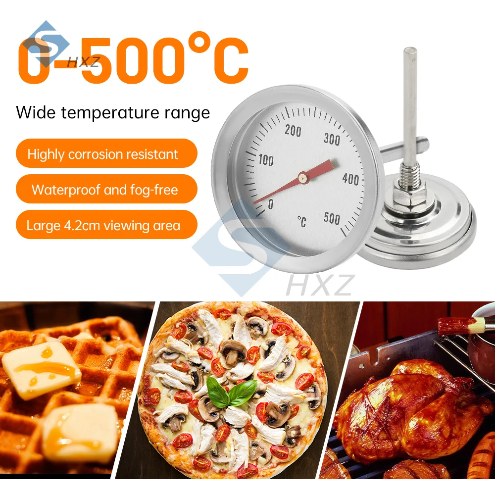 ميزان حرارة الشواية 0-500 ° ج/0-120 ° C التناظرية 52 مللي متر 54 مللي متر الطلب الكبير مقاومة للتآكل لا مقياس البطارية لفرن البيتزا شواء M8/M10