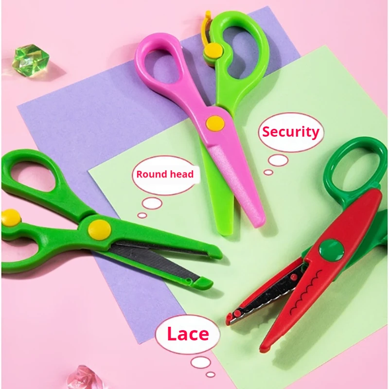 Student DIY Color Album Decorative Lace Scissors Comfortable Handmade Tools Paper Cuttings Scissors Art Kids Safety Scissors