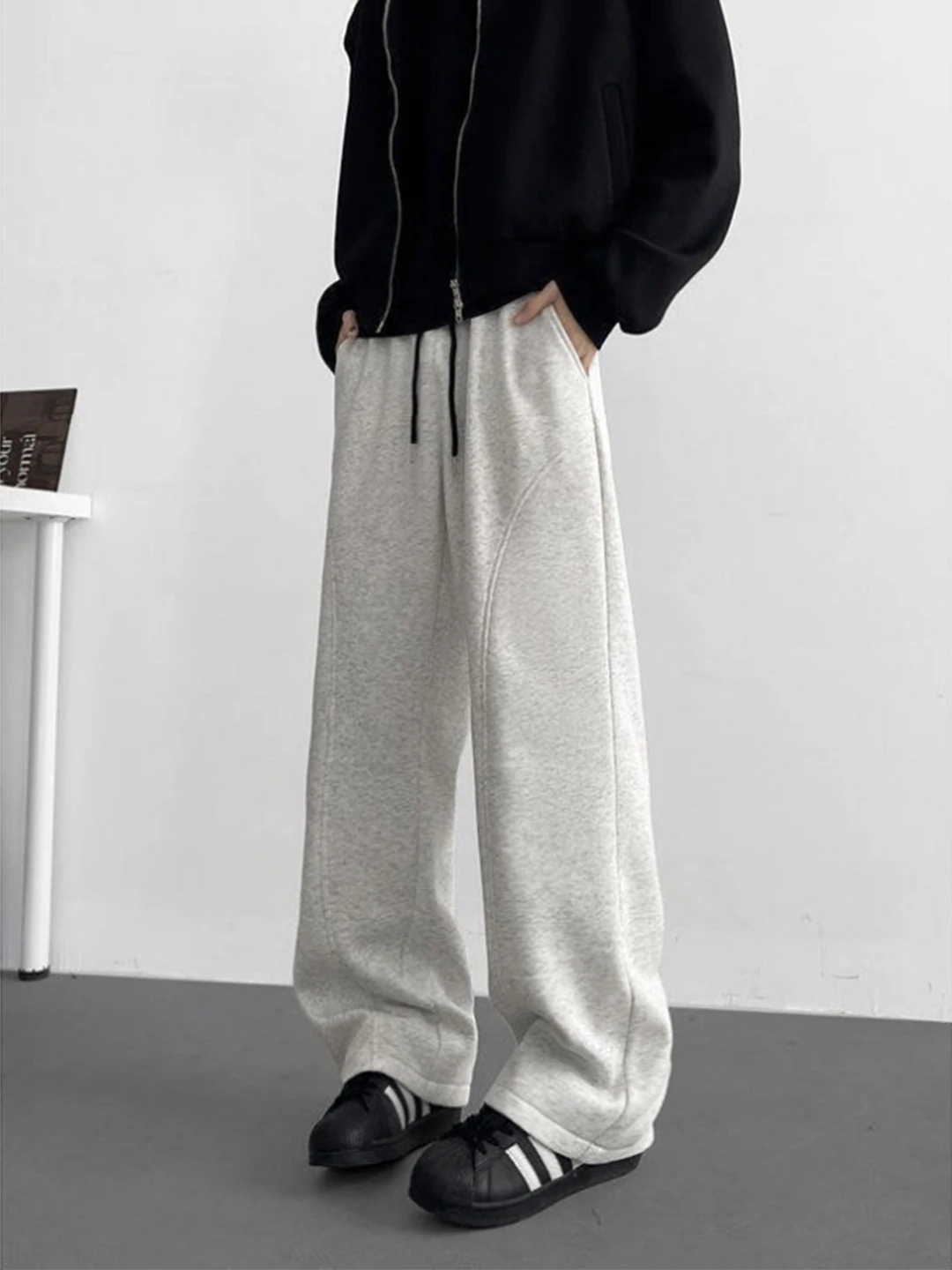 

American Sle Fitn Sports Straight Leg Pants Men's ey White Casual Trousers Cleanfit Loose Fit Straight Cut Pants