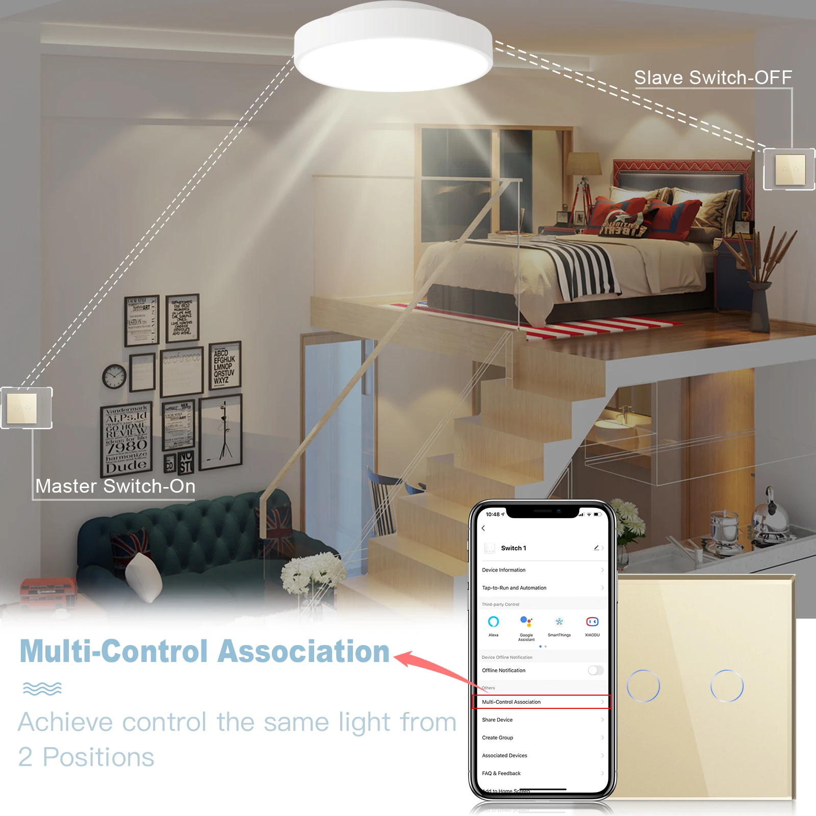 BSEED 2Packs LED Light Touch Switch Wifi 2Gang 1/2/3way Smart Wall Switch Wireless Wifi Alexa Switch Smart Life Tuya APP Control