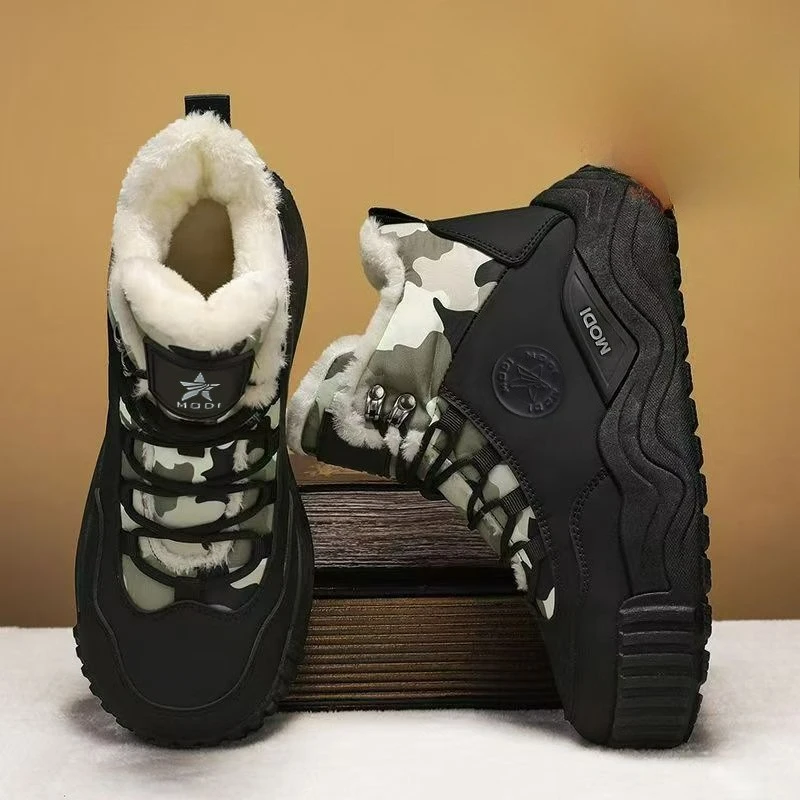 Mens Boots Winter Fleece Lined Waterproof Outdoor Thermal Shoes -40°C Low Temperature Snow Boot
