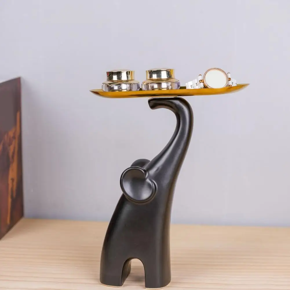 Elephant Key Tray Tabletop Elephant Statue with Tray Elephant Key Holder Jewelry Tray for Entryway Table Living Room Coffee Tabl