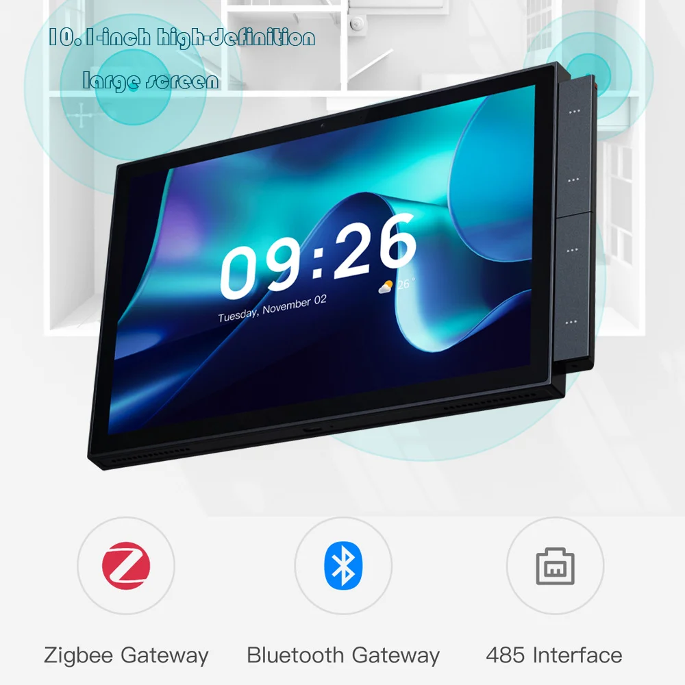 

10.1-INCH SMART CONTROL PANEL MAX Built-in BLE Mesh Hub Work with Tuya APP IR Devic Zigbee Hub Built-in Building Intercom Compae