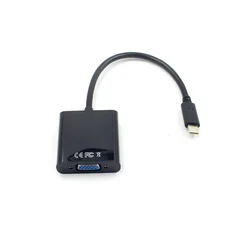 USB 3.1 Type-C to VGA Converter USB HD Video Adapter Cable Type C to VAG Black