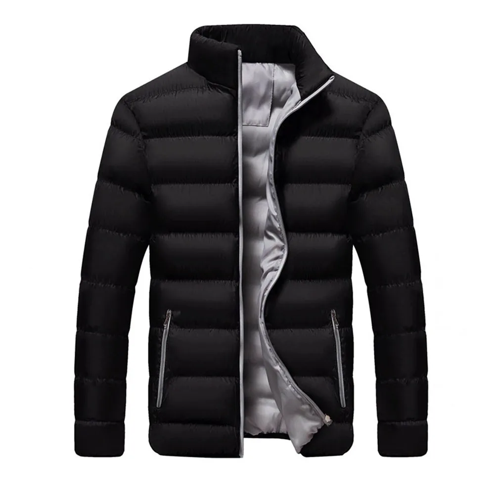 メンズスタンドカラーショートコート、ダウンコットンパッド入り、厚手の暖かいジャケット、春、秋、冬の日常カジュアル用